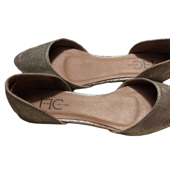 FFC New York Bale Gold Metallic D'ORSEY Flats 6.5 Golden Slippers - Picture 4 of 7